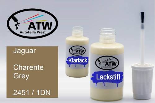 Jaguar, Charente Grey, 2451 / 1DN: 20ml Lackstift + 20ml Klarlack - Set, von ATW Autoteile West.